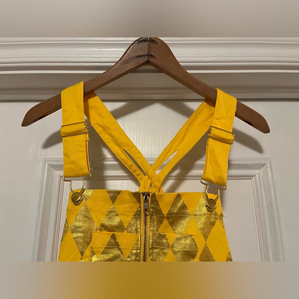 Birds of Prey Adult Size Small Harley Quinn Yellow Gold Overalls Jumpsuit - Picture 5 of 10